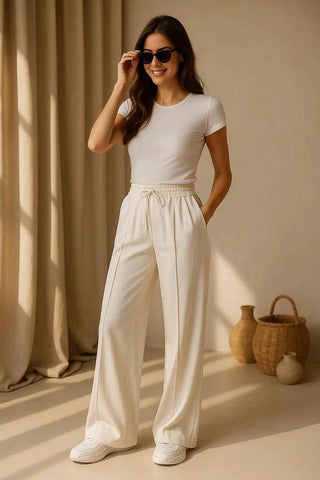 Vanilla Cloud Wide-Leg Trousers - Off-White